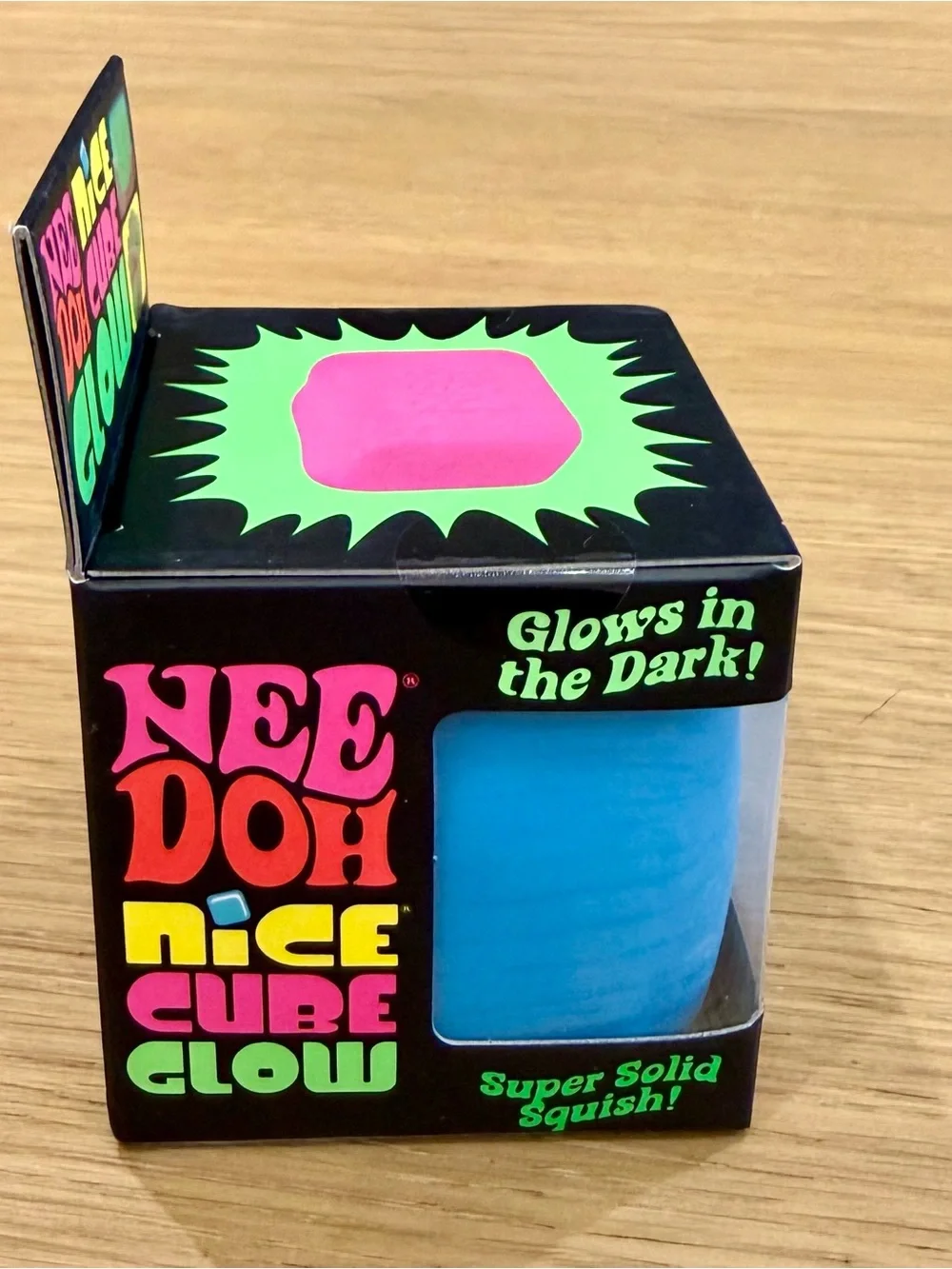 NeeDoh Nice Cube GLOW in Blue - Super Solid Squish 🩵